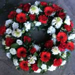Mixed Flower Red & White Wreath from £75